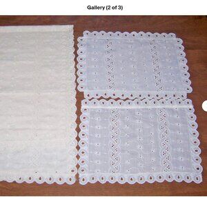 4 Vintage White Table Runners or Dresser Scarves 40 x 14, 33 x 12.5, 13 x 10 (2)